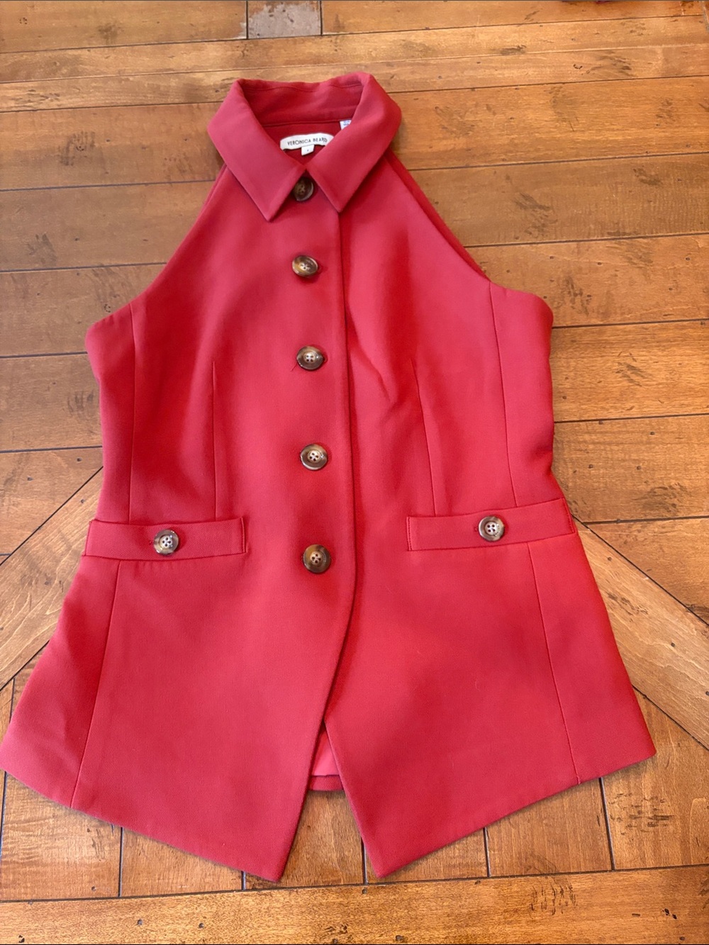 Veronica Beard Autumn Red Tailored Vest